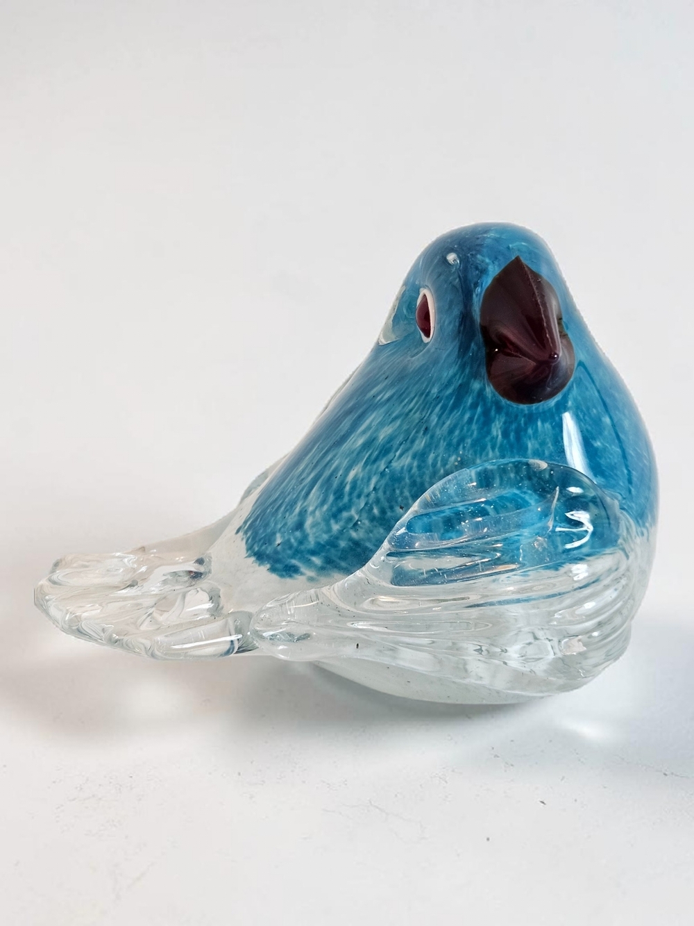 Murano Style Bluebird of Happiness Art Glass Paperweight Figurine